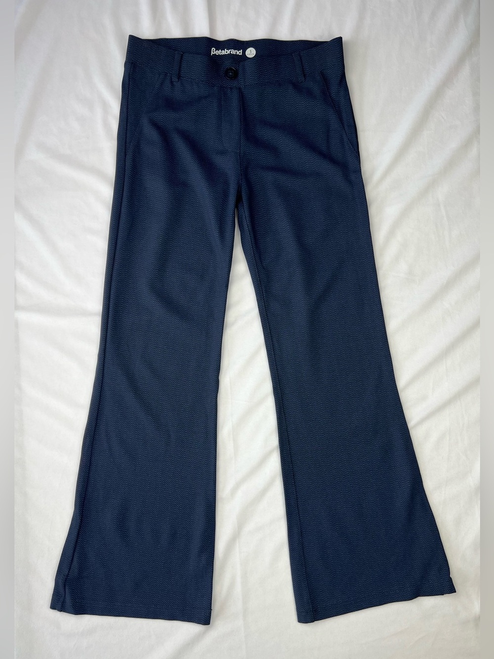 Betabrand Blue Chevron Dress Pant Yoga Pants - Size Small Petite Bootcut